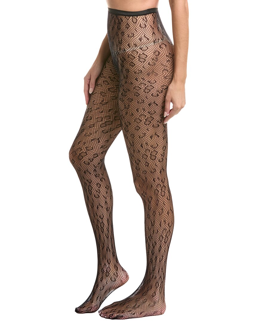 High Heel Jungle Leopard Print Fishnet Tights In Gray