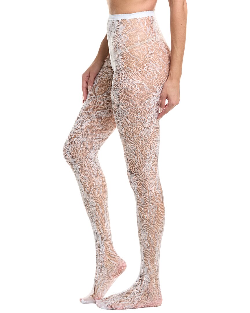 High Heel Jungle Venise Lace Fishnet Tights In White