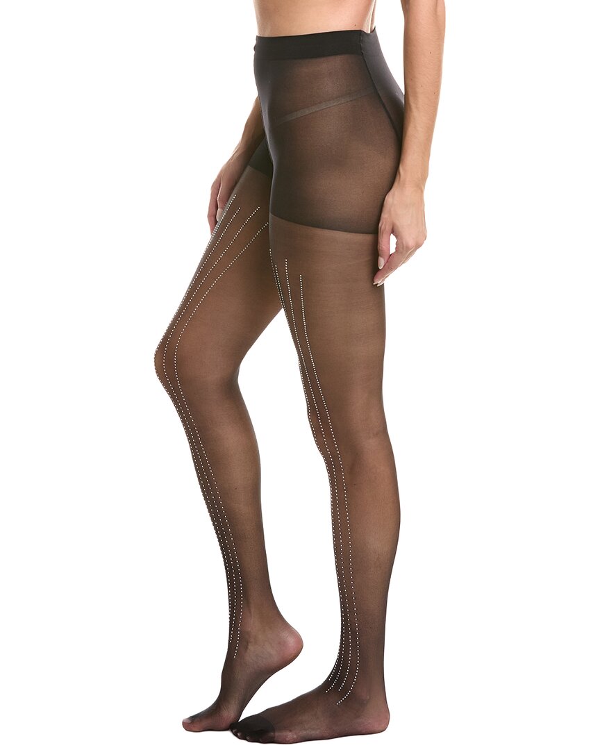 High Heel Jungle Linear Crystal Tights In Black