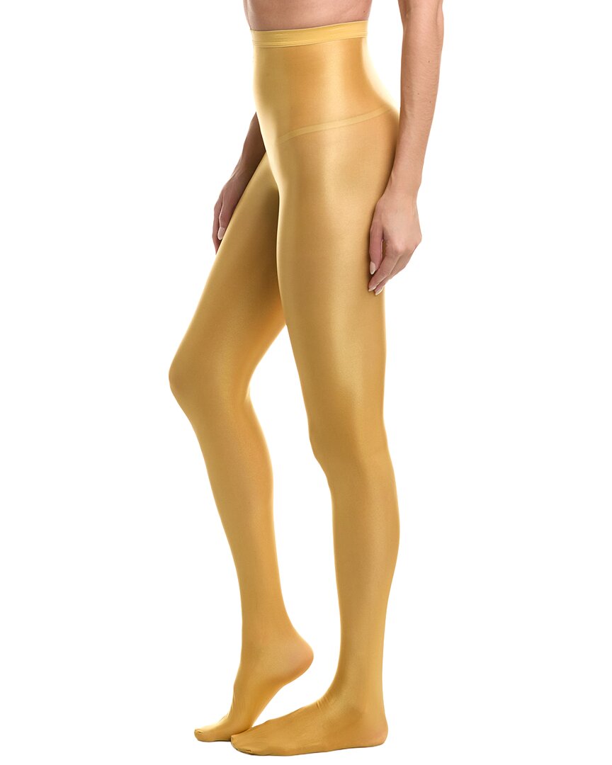 High Heel Jungle Liquid Metal Tights In Yellow