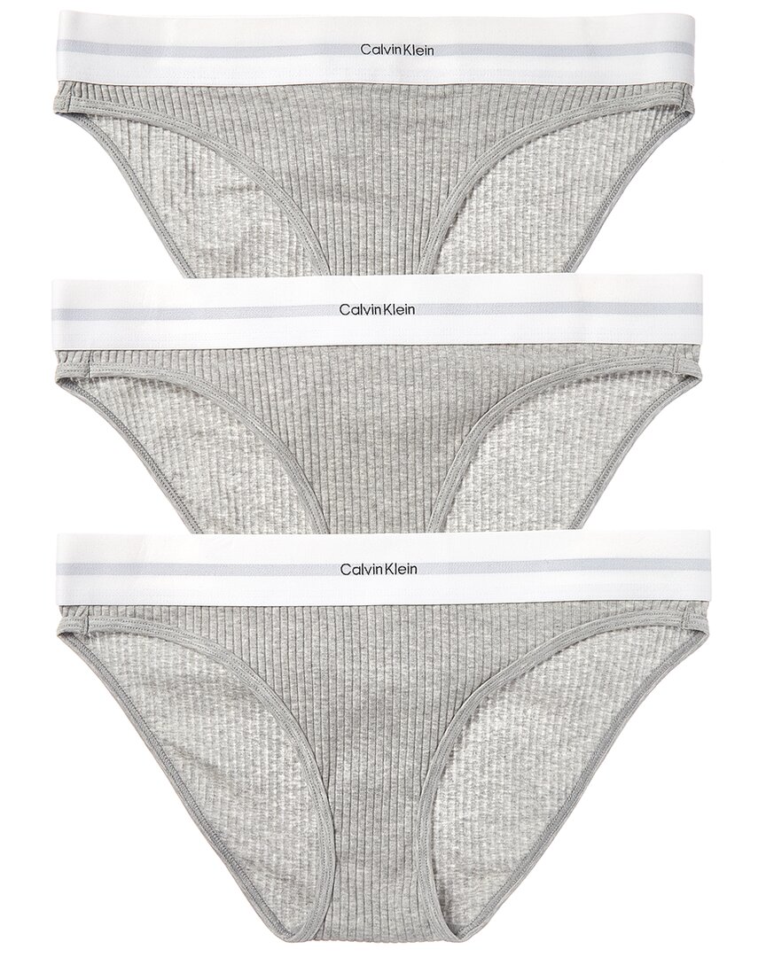 Calvin Klein 3pk Rib Bikini In Gray
