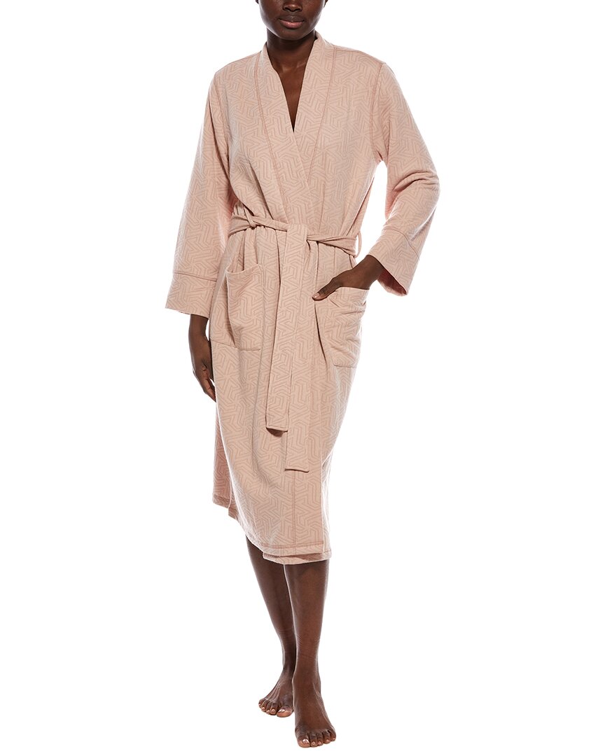 N Natori Quilted Geo Knit Jacquard Robe In Pink