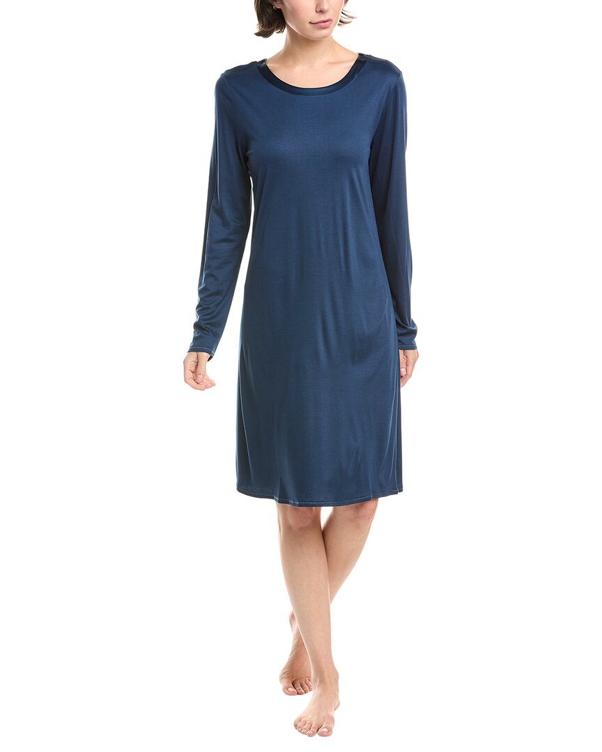 Hanro Grand Central Silk-blend Nightgown In Blue
