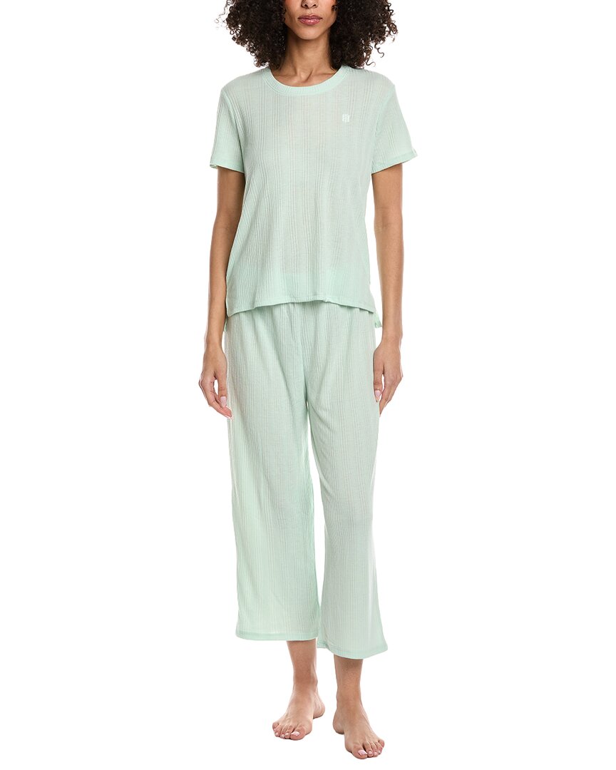 Tommy Hilfiger 2pc T-shirt & Crop Pant Pajama Set In Green