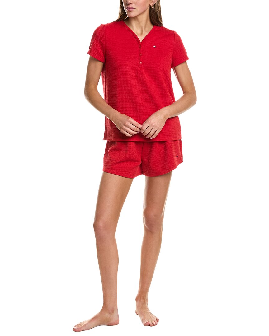 Tommy Hilfiger 2Pc Jacquard Missy Henley Shirt & Short Set