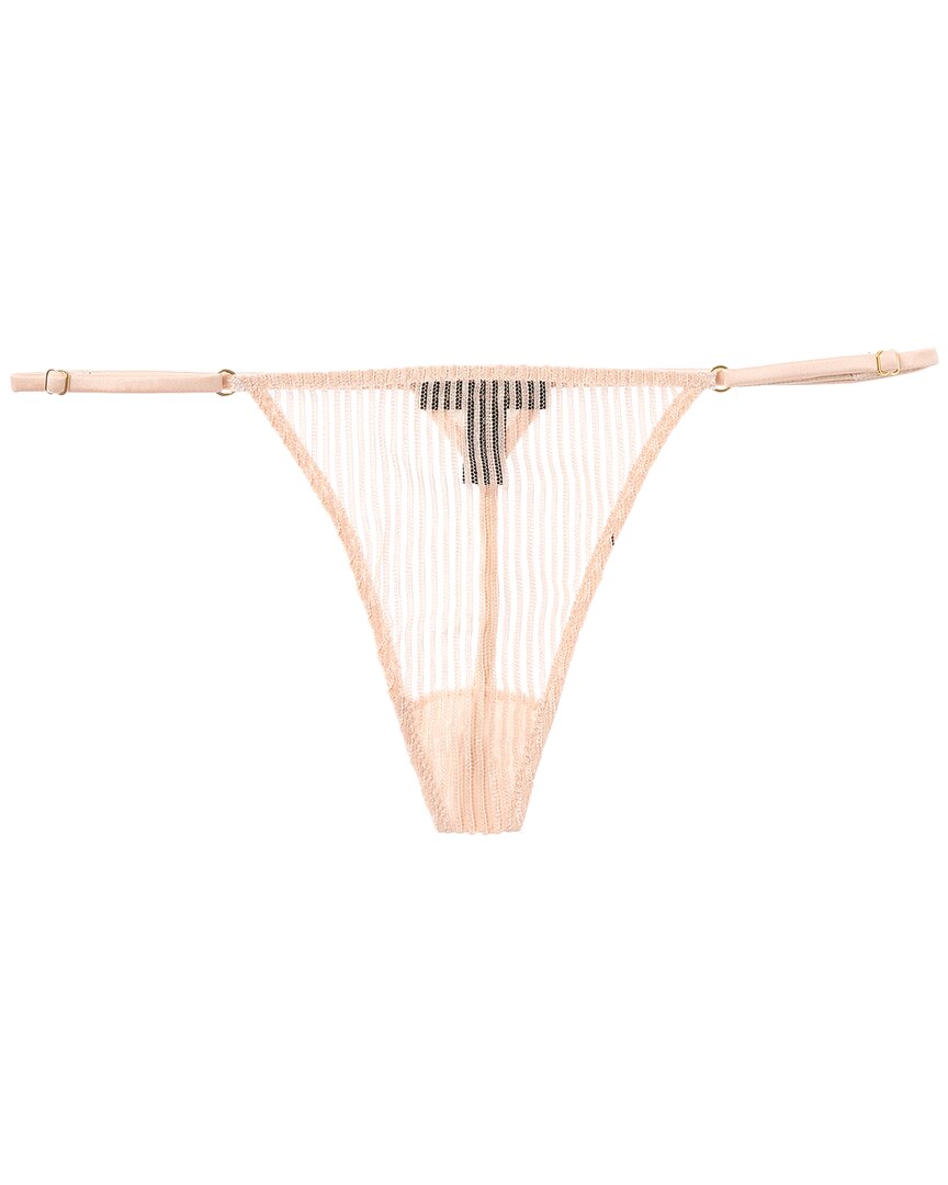 Kiki De Montparnasse Sheer Striped Lace G-string In Pink