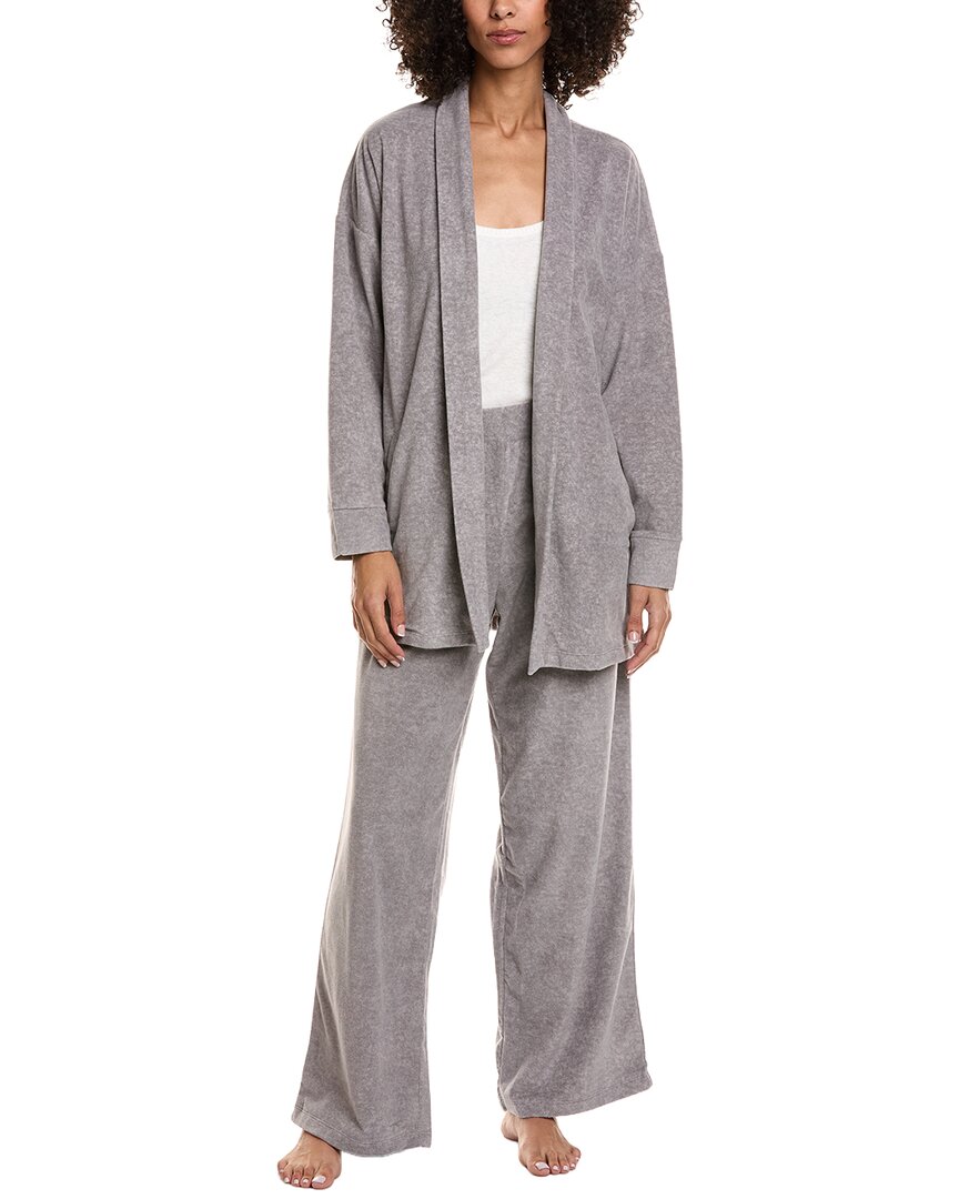 Dkny 2pc Cardigan & Pant Lounge Set In Gray