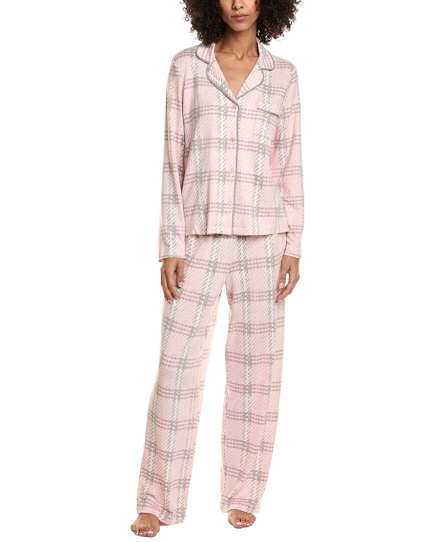 Dkny 2pc Notch Top & Pant Sleep Set In Pink