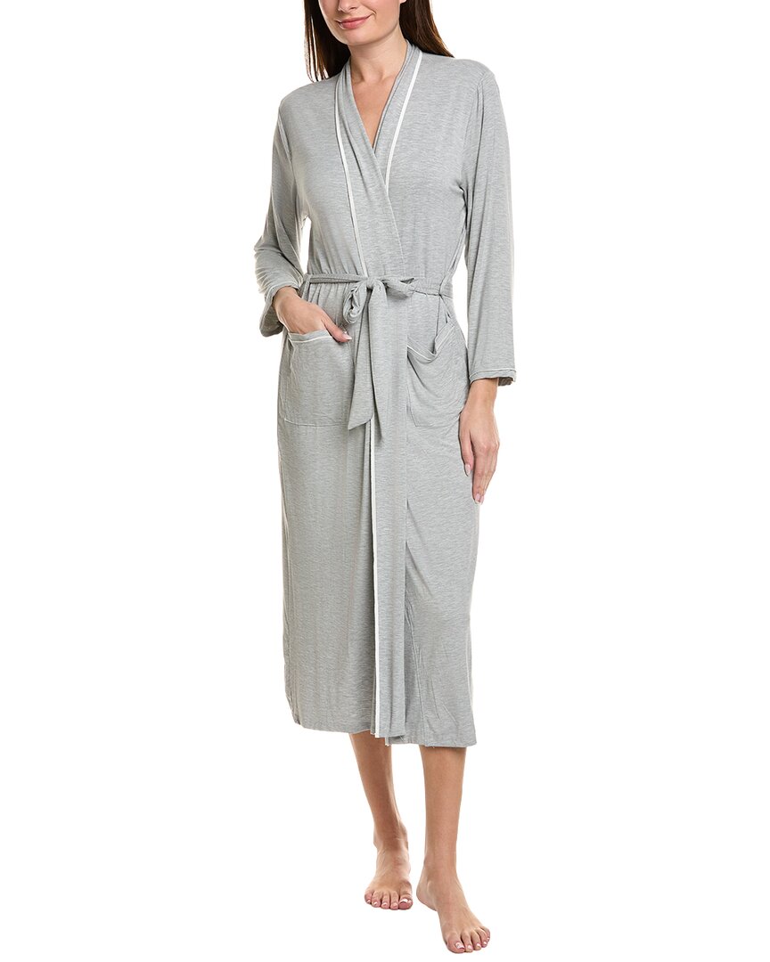 Barefoot Dreams Malibu Collection Soft Jersey Piped Robe In Gray
