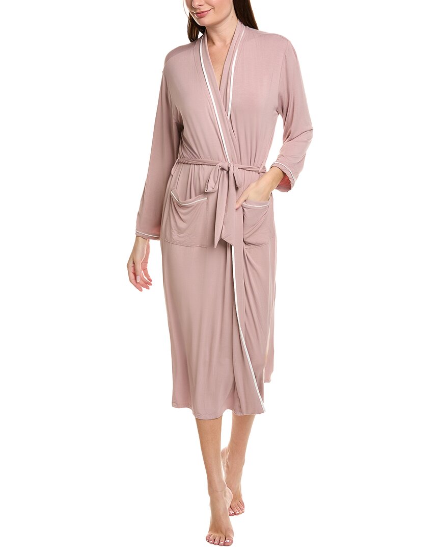 Barefoot Dreams Malibu Collection Soft Jersey Piped Robe In Pink