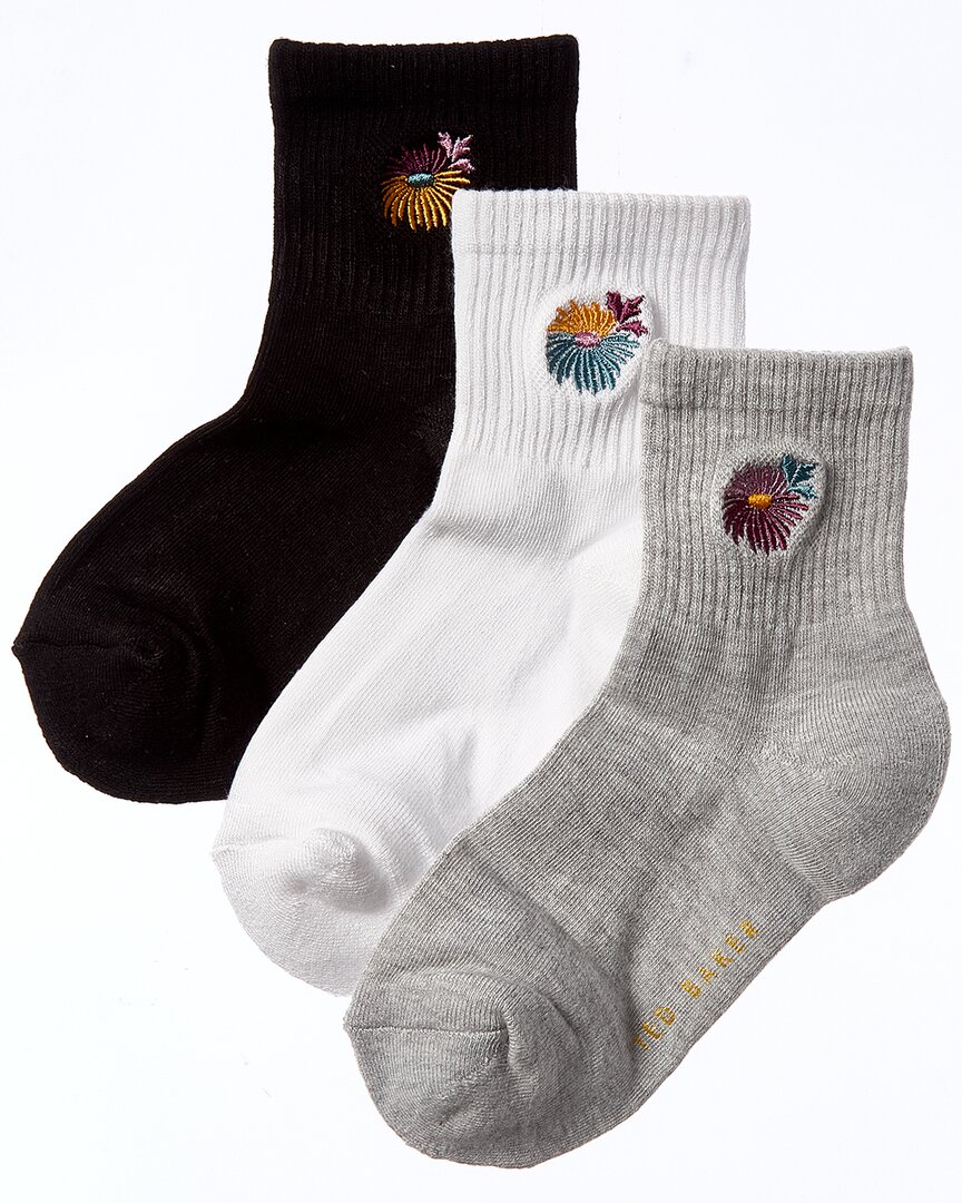 Ted Baker Set Of 3 Quarter Crew Sock In Multi