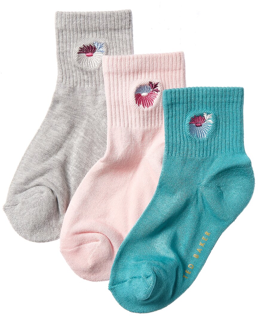 Ted Baker Set Of 3 Quarter Crew Sock In Blue