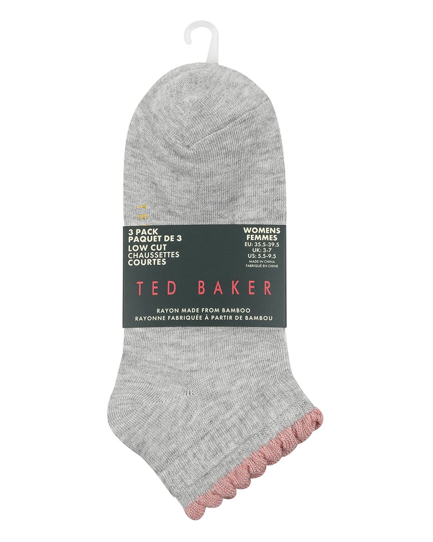 Ted Baker Set Of 3 Low Cut Sock In Gray