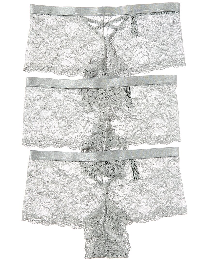 House Of Desire 3pk Bella Criss Cross Back Lace Cheeky In White
