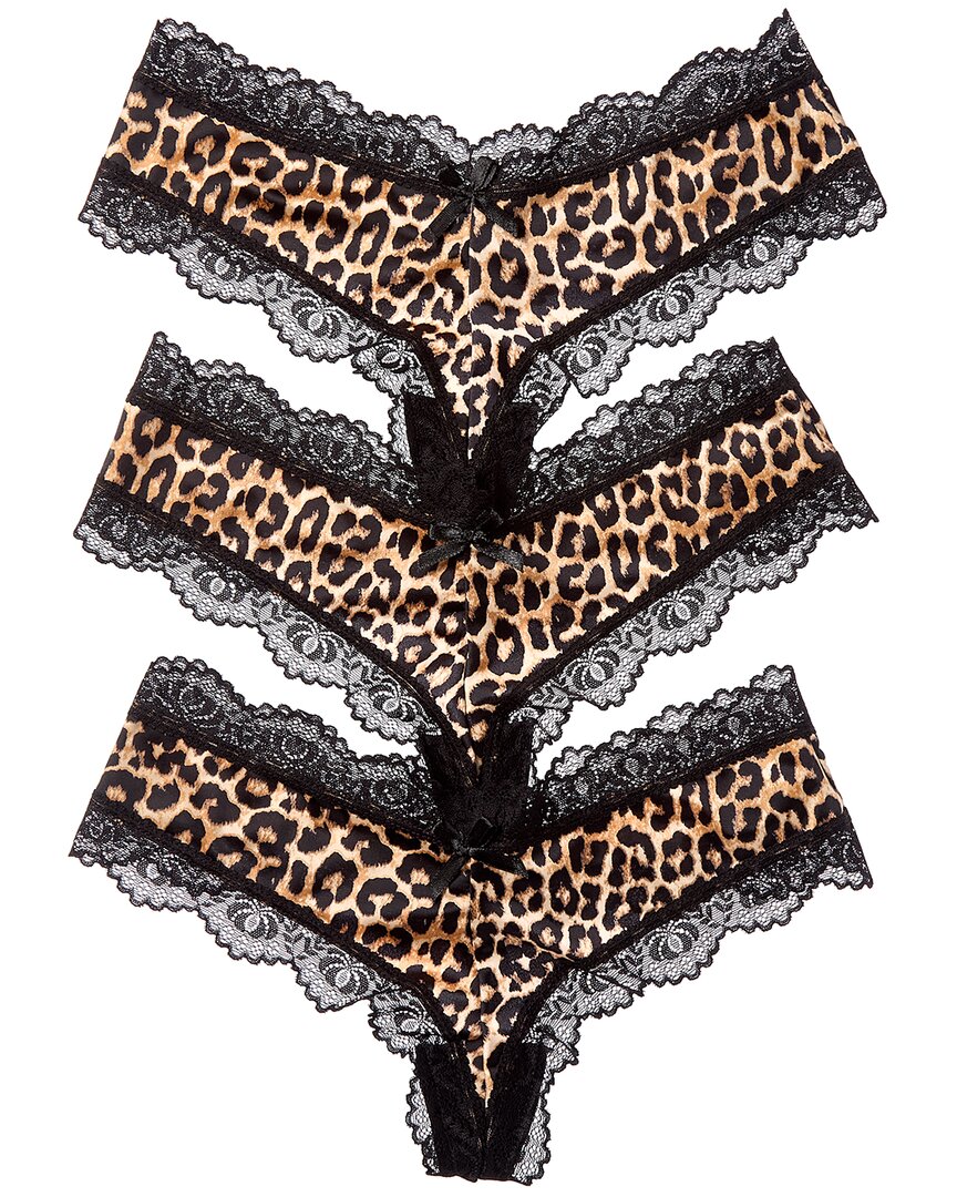 House Of Desire 3pk Devon Micro & Lace G-string In Animal Print