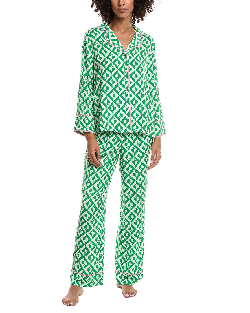 Kate Spade New York 2pc Top & Pant Pajama Set In Green