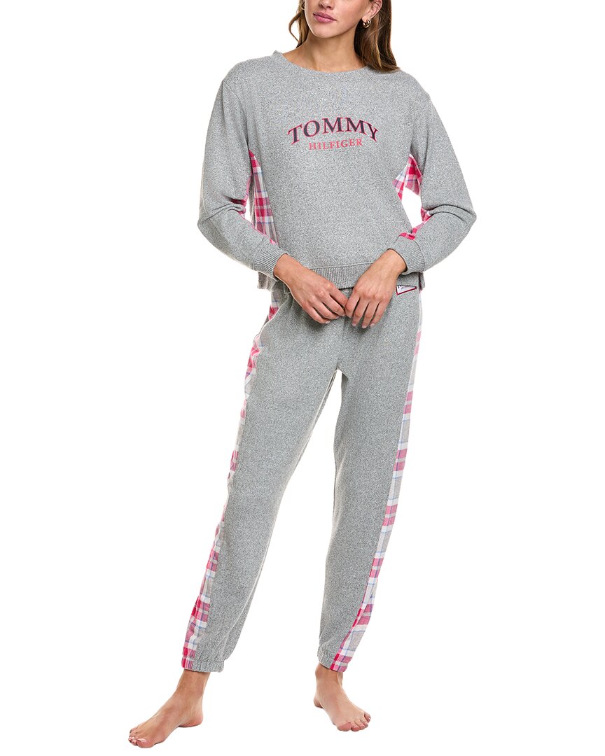 Tommy Hilfiger Logo Lounge Sweatshirt In Gray