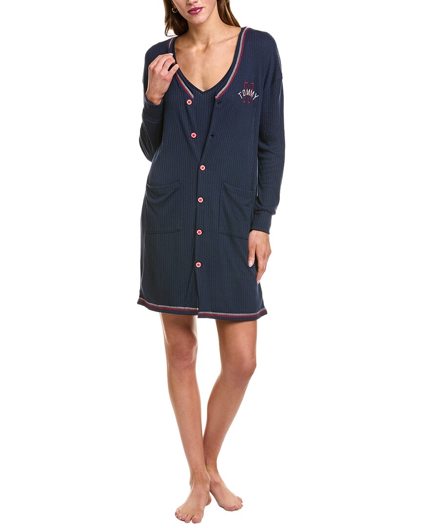 Tommy Hilfiger 2pc Chemise & Cardigan Set In Blue