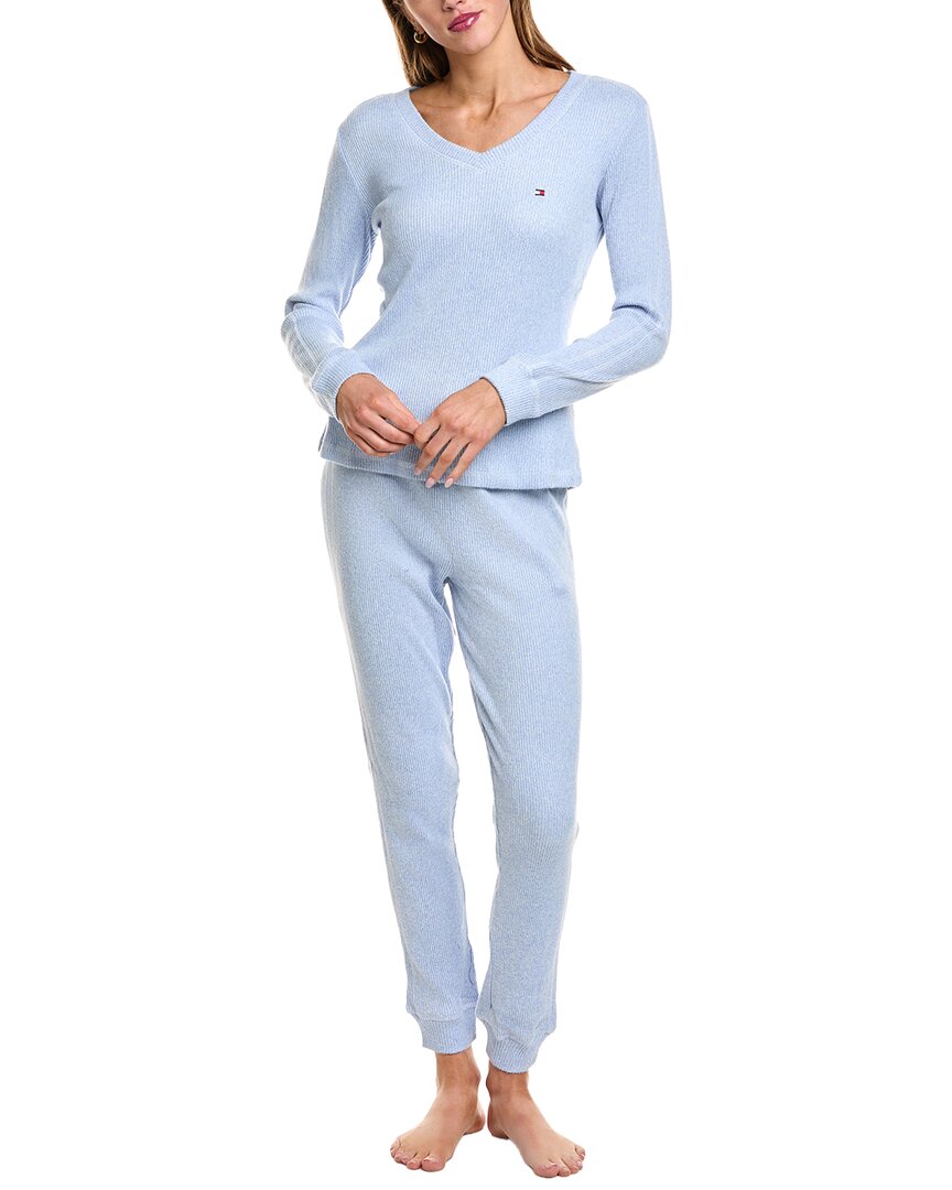Tommy Hilfiger 2pc Shirt & Pant Sleep Set In Blue