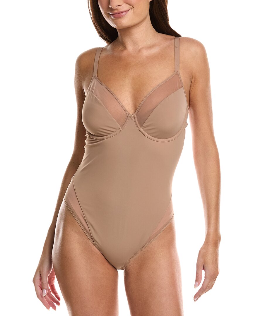 Wolford Sheer Opaque Bodysuit In Neutral