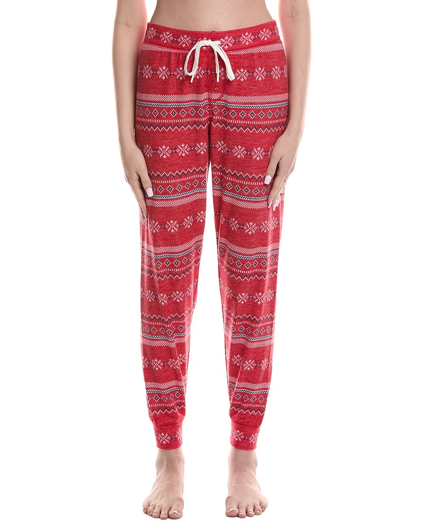 Pj Salvage Snowflake Kiss Jam Pant In Red
