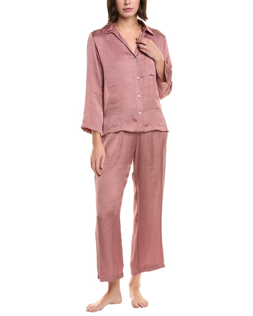 Natori Edit Natori Ashley Icon Notch Top And Pant Pj Set In Pink
