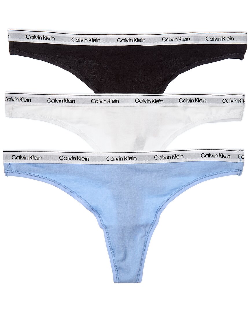 Calvin Klein 3pk Modern Logo Thong In Black