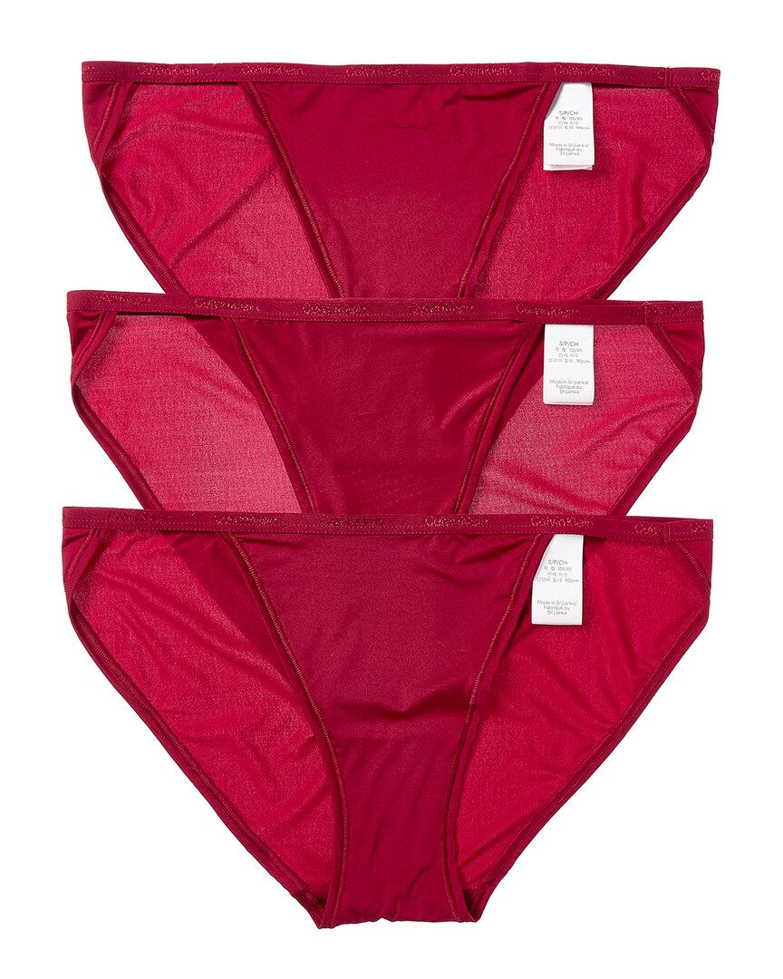 Calvin Klein 3pk Ideal Micro String Bikini In Red