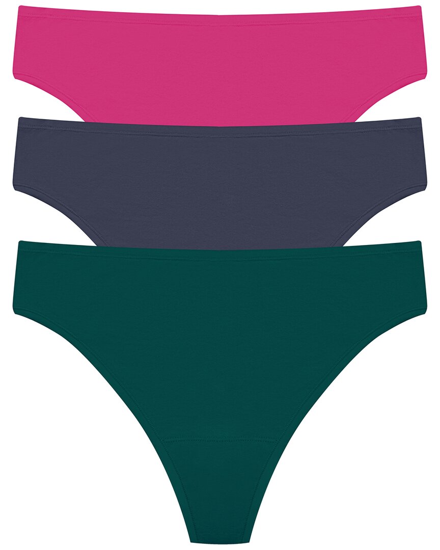 Natori Bliss Bare Cotton Thong 3-pack In Multi