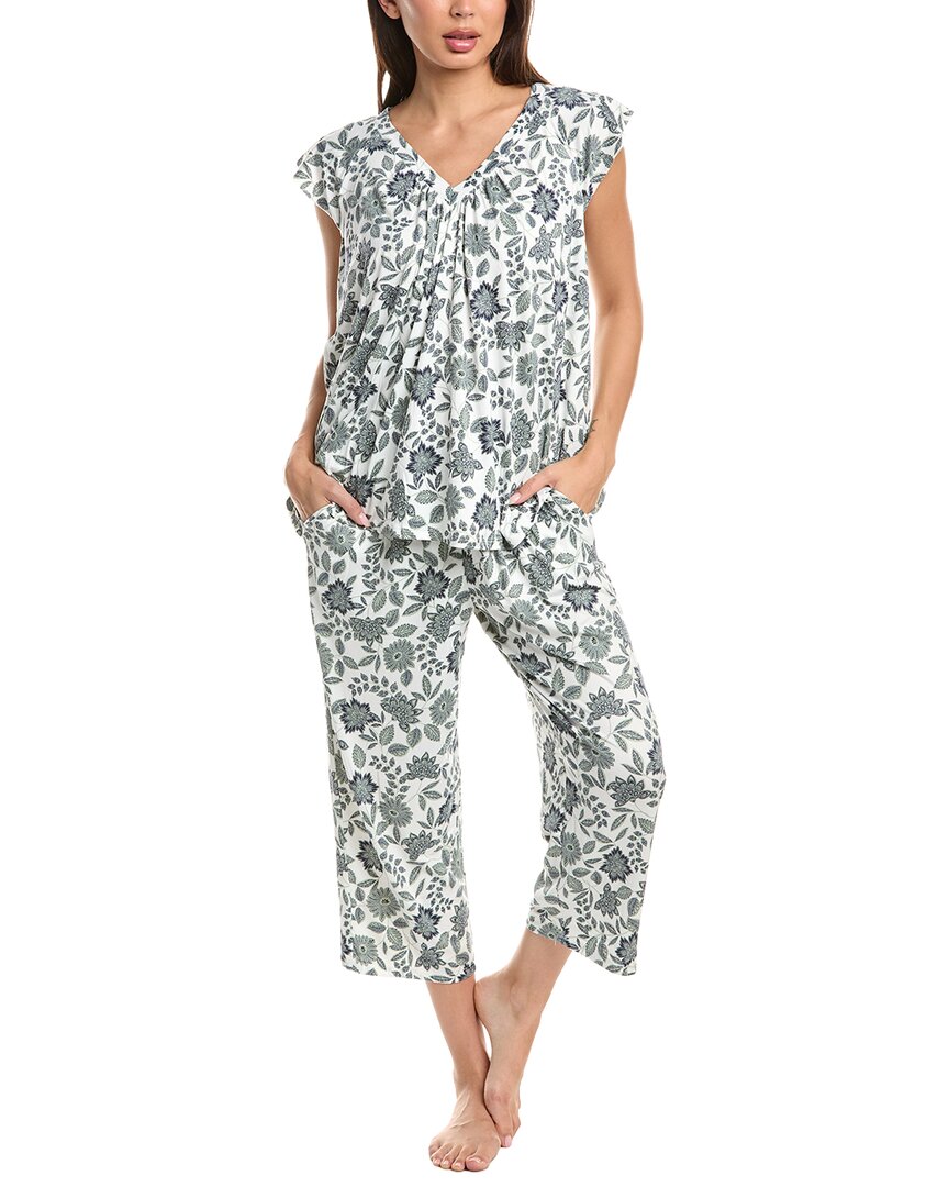 Ellen Tracy 2pc Cropped Pajama Set In Gray