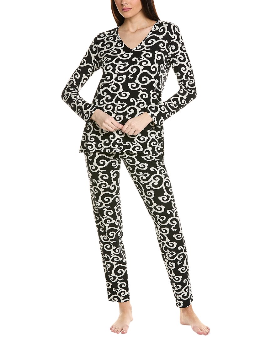 Shop N Natori 2pc Ottoman Pajama Set In Black