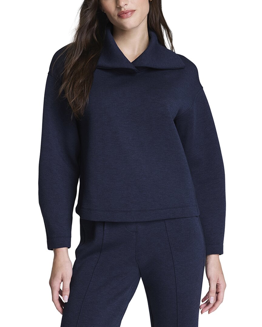 Spanx Brushed Collared Top In Blue