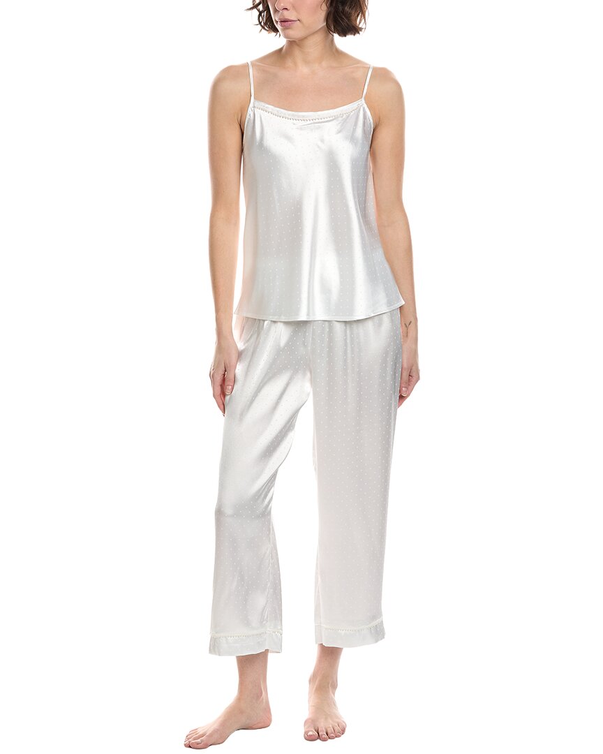 Flora Nikrooz 2pc Solid Dot Jacquard Cami & Capri Set In White