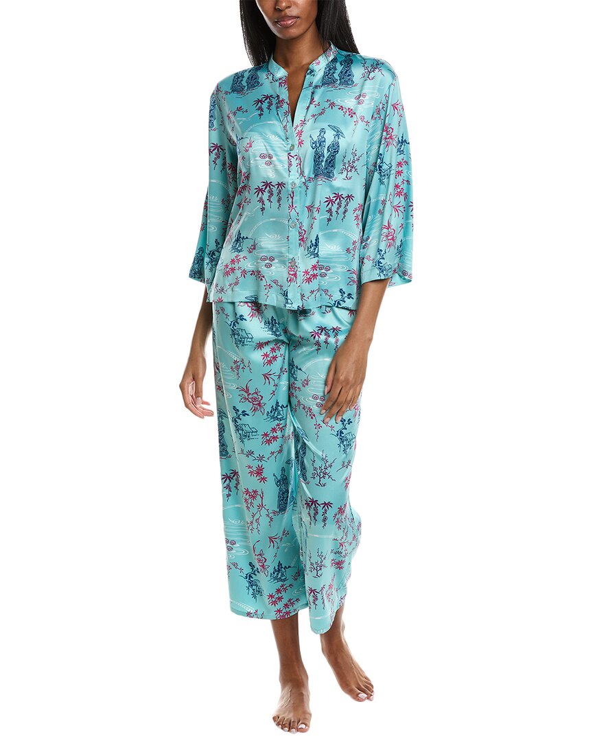 Shop N Natori Empress Orchard Pajama Pant Set In Blue