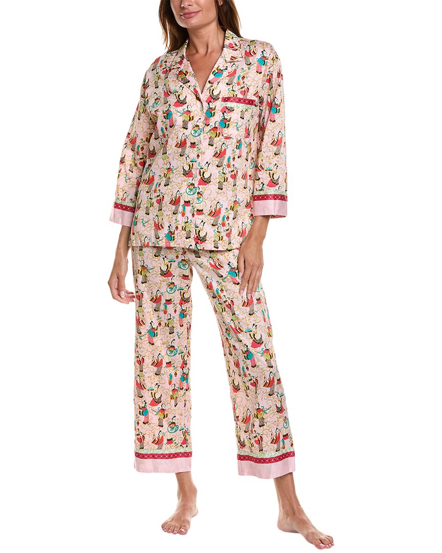 Shop Natori Tea Garden Pajama Pant Set In Pink