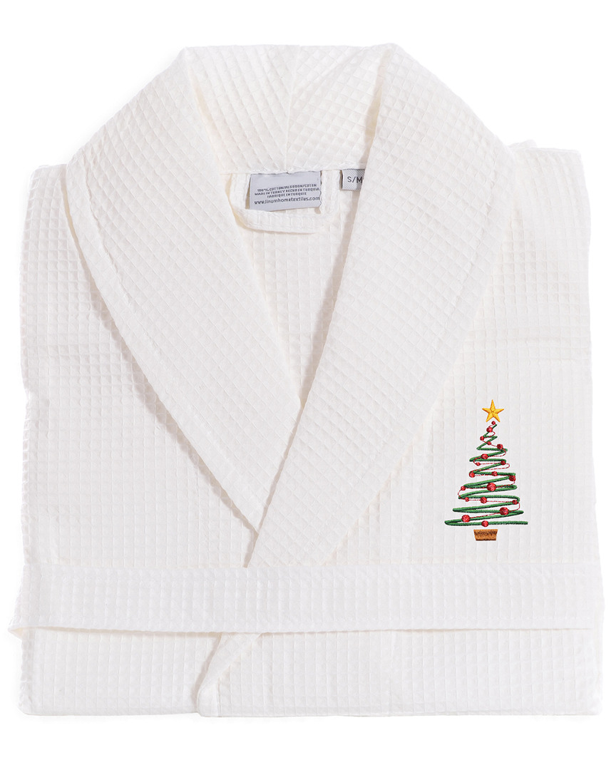 Linum Home Textiles Waffle Weave Embroidered Bathrobe