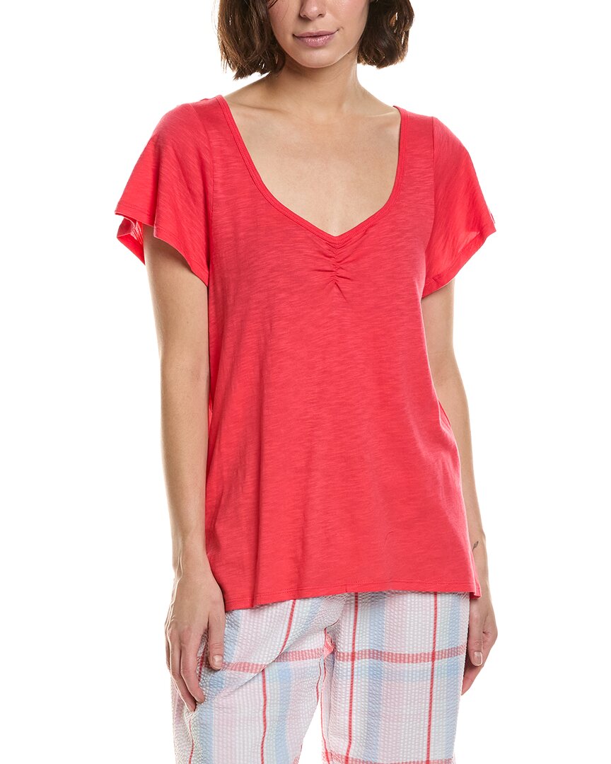 Hue Solid Shirred Pajama T-shirt In Pink
