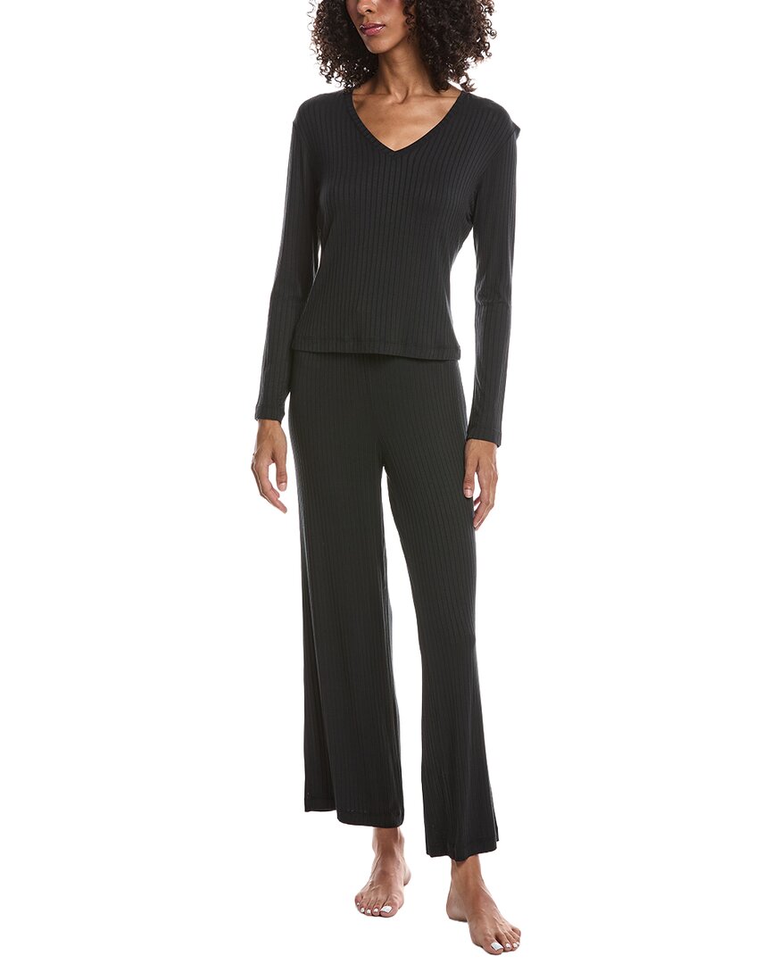 N Natori 2pc Harmony Rib V Neck Top & Pant Set