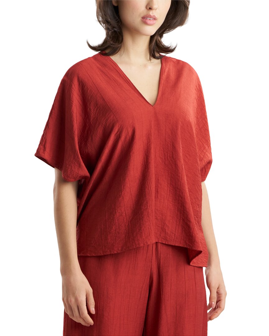 N Natori Terra Foil Crinkle Caftan Shirt
