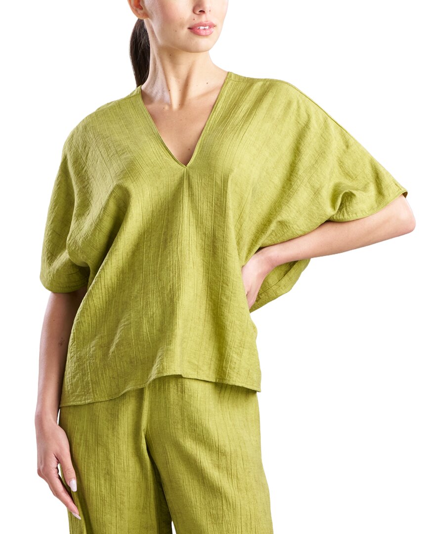 N Natori Terra Foil Crinkle Caftan Shirt