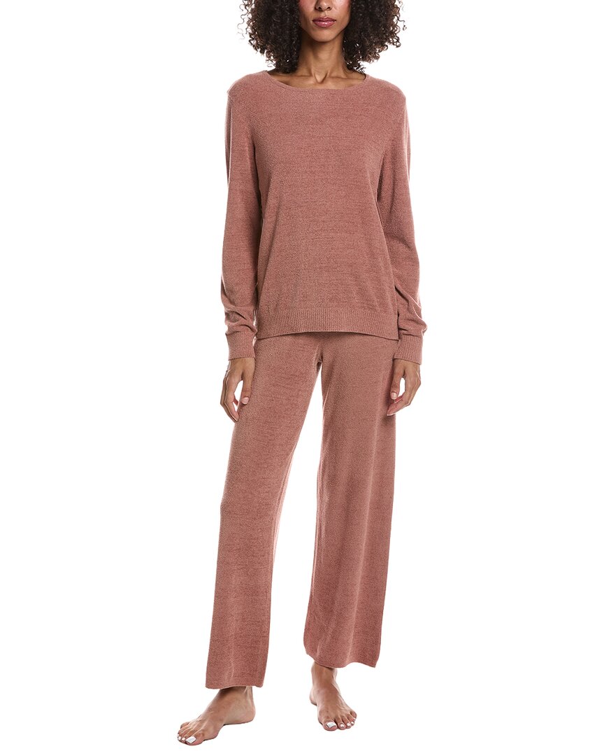 Barefoot Dreams 2pc Boatneck Pullover & Pant Set In Brown