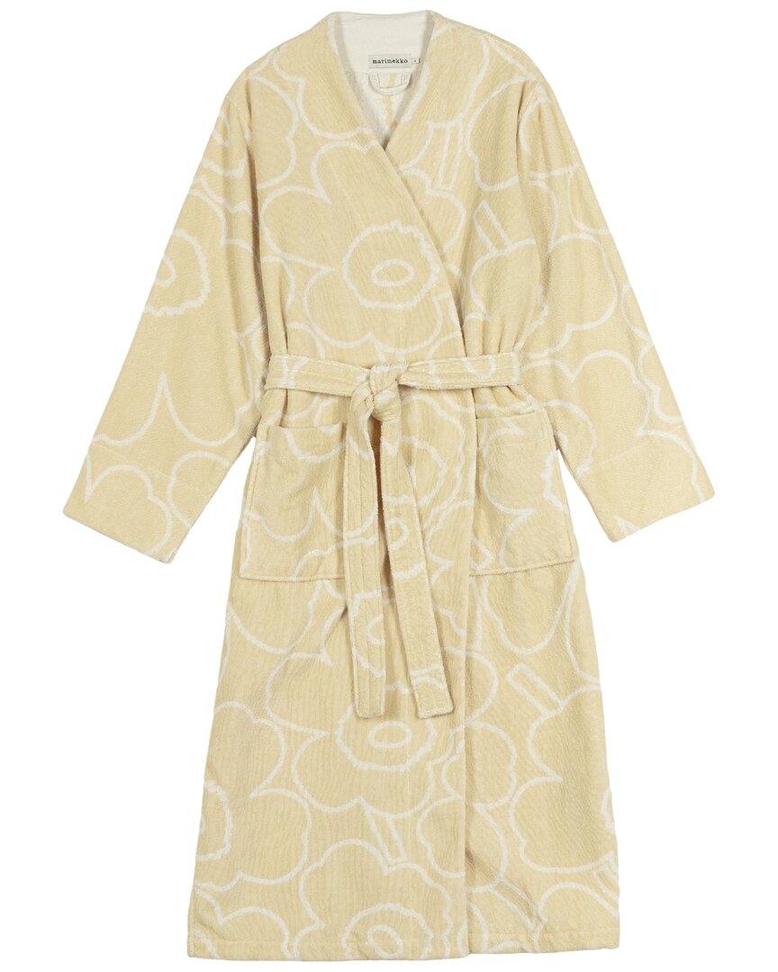 Marimekko Piirto Unikko Bathrobe In Beige