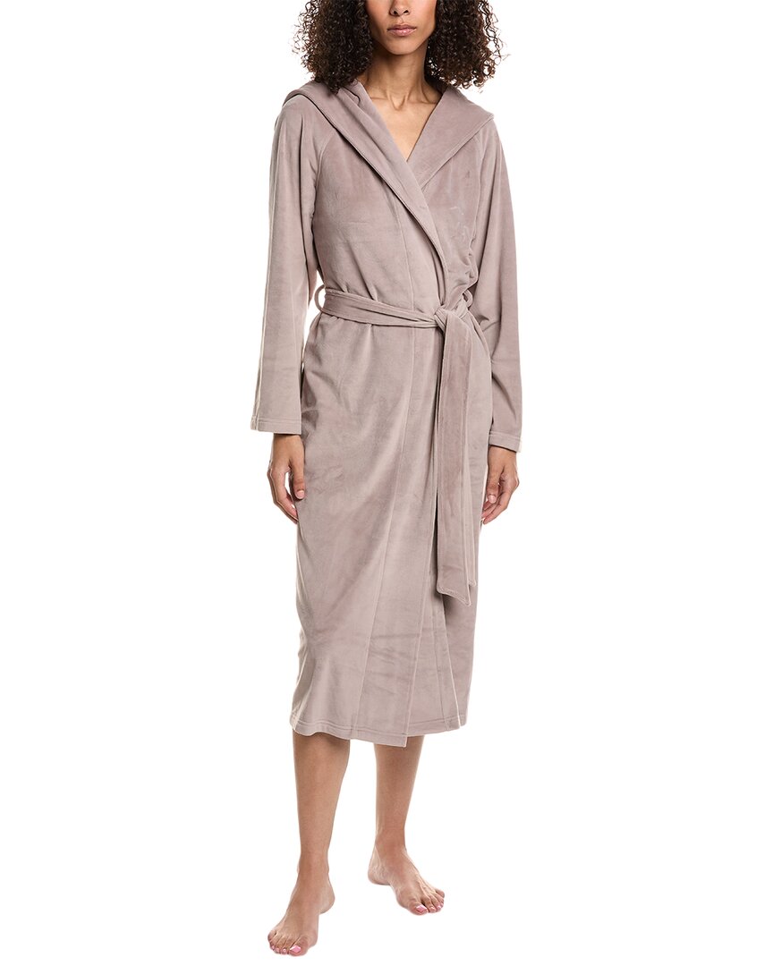 Shop Barefoot Dreams Luxechic Hooded Robe In Brown