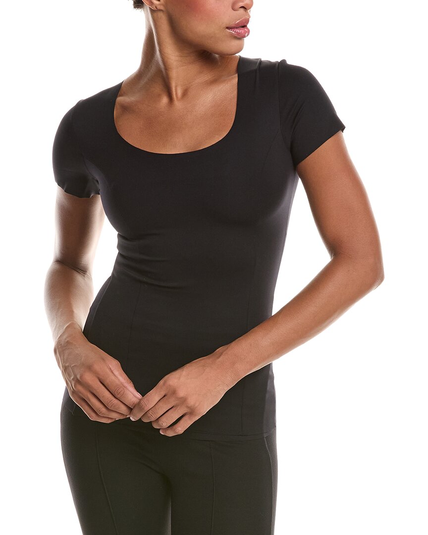 Rene Ruiz Scoop Neck Tightening T-shirt In Black