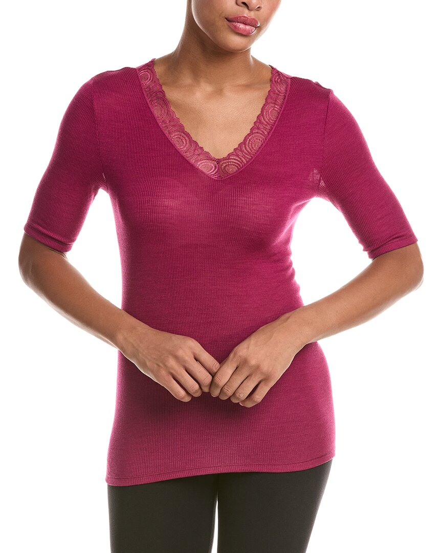 Hanro Woolen Lace Wool & Silk-blend Top In Multi