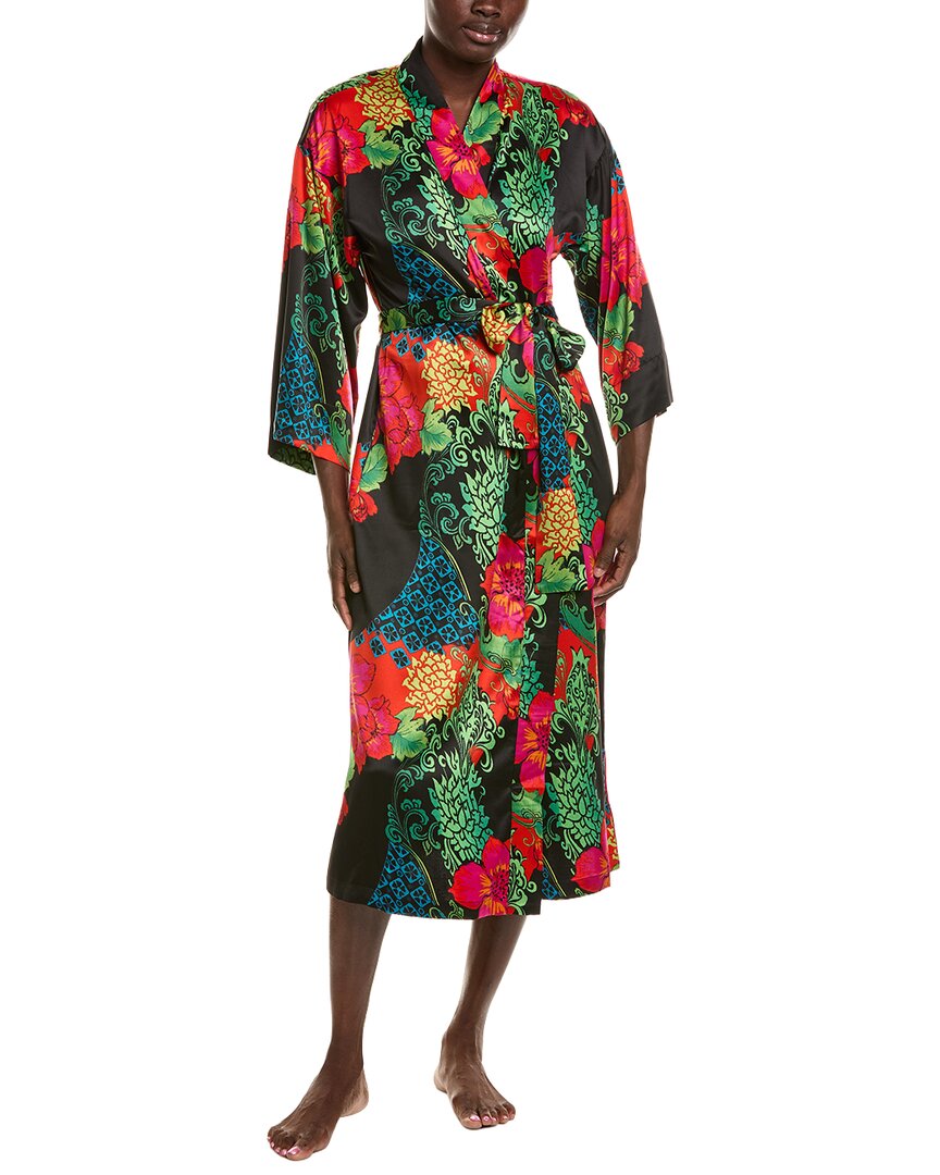 N Natori Harvest Printed Satin Robe In Multi