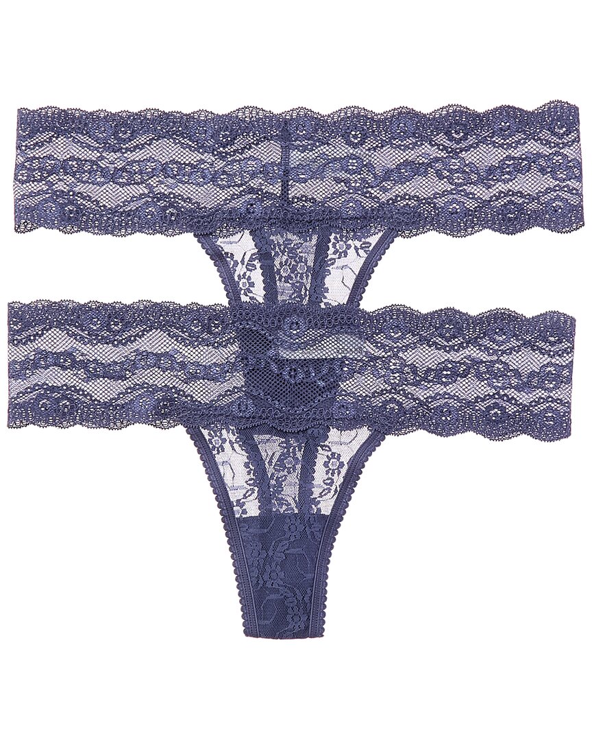 B.tempt'd By Wacoal 2pk Lace Kiss Thong In Blue