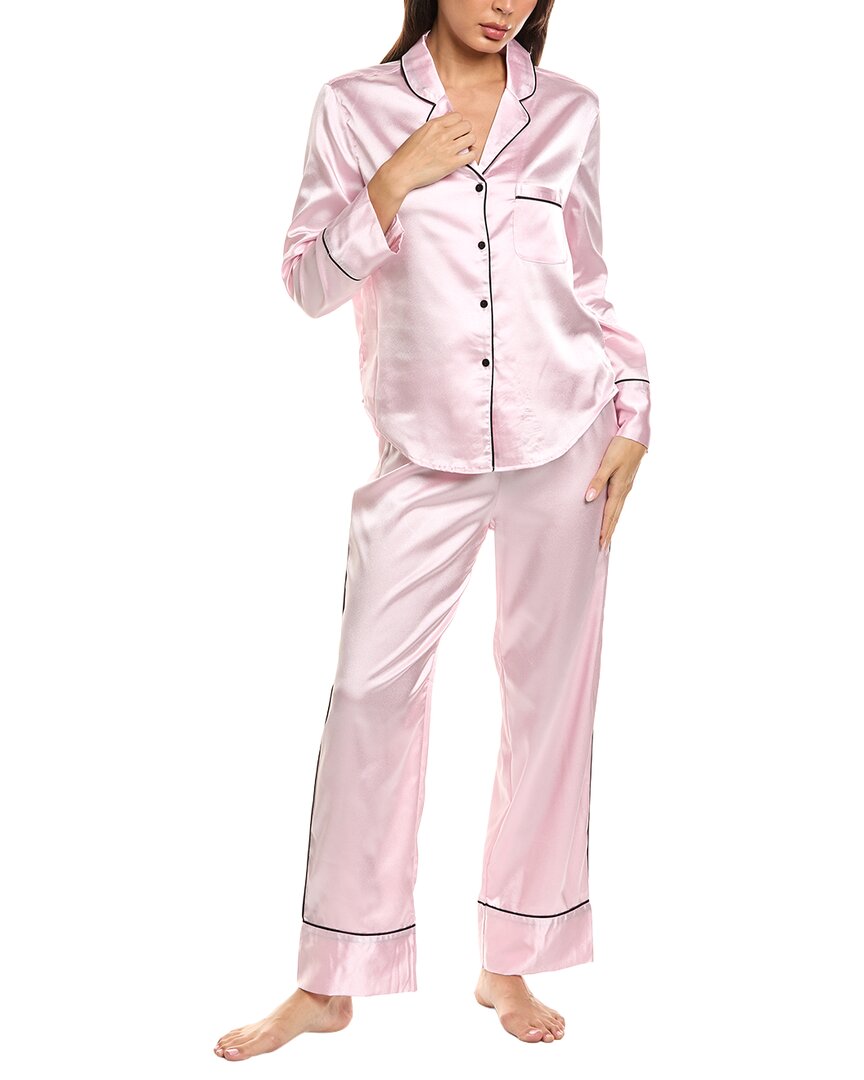 Marion 2pc Satin Pajama Set In Pink
