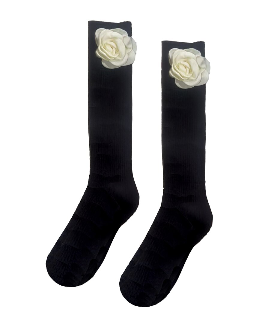 Stems Rose Wool Socks In Black