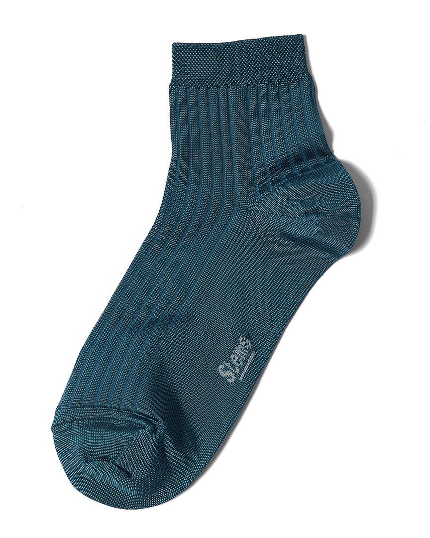 Stems Silky Rib Quarter Socks In Blue